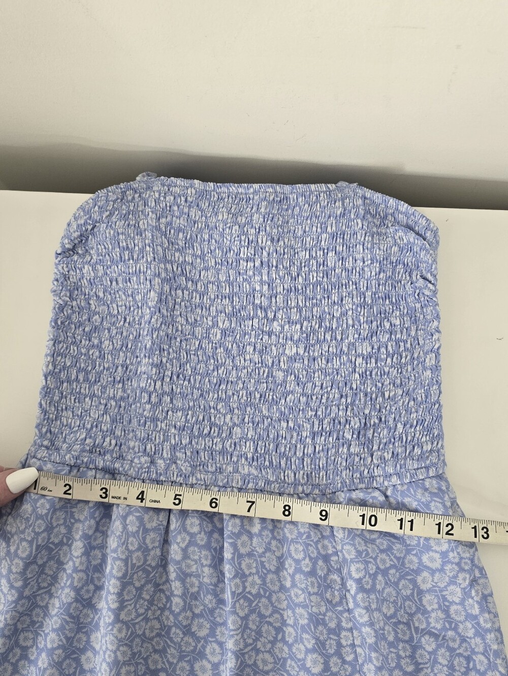Abercrombie & Fitch Blue Floral Smocked Midi Dress S Side Slit Ruffles Pockets - Picture 10 of 16